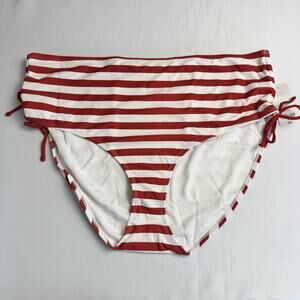 Outdoor Oasis Women's Striped Bikini Swimsuit Bottom Size 1X Red White